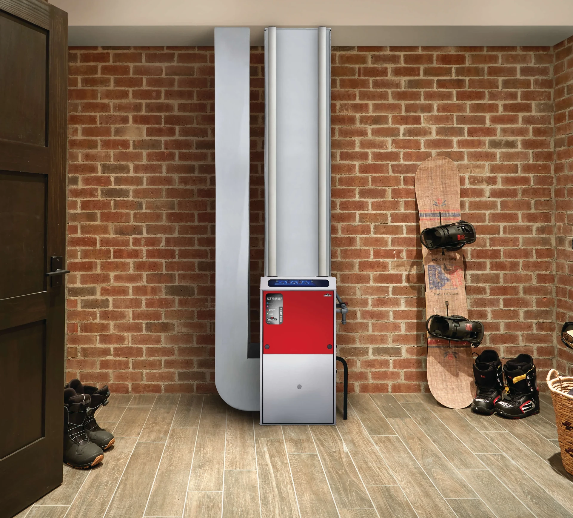 Napoleon 9600 high-efficiency gas furnace installed in a residential utility room